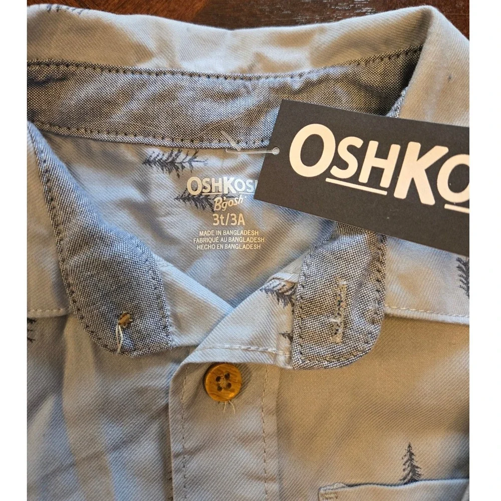 OshKosh B'gosh & Cat & Jack Toddler Boys 3T Button Down Shirt Lot Pine Plaid